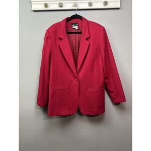 Sag Harbor Blazer Womens 18 Red Wool One Button Lined Career Jacket F03073